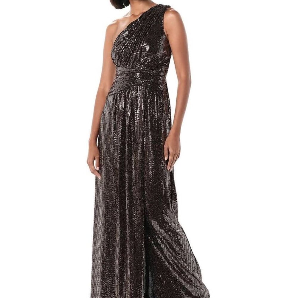 Calvin Klein Women's One Shoulder Gown with Shirred Bodice